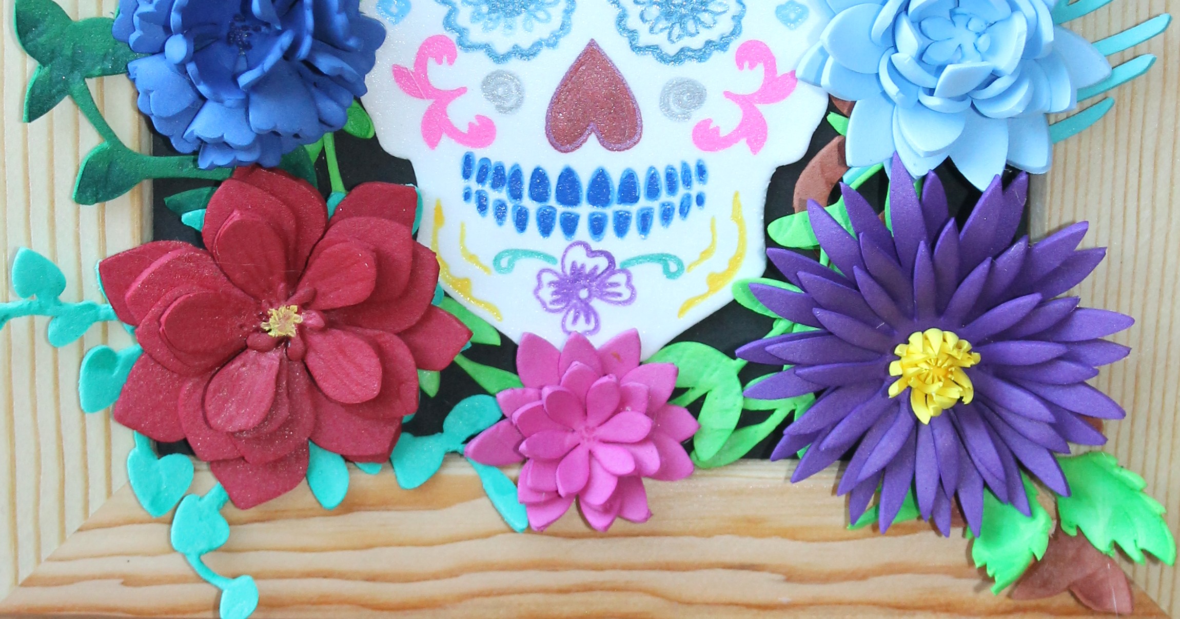 cadre fleurie calavera mexicaine gros plan sur le bas