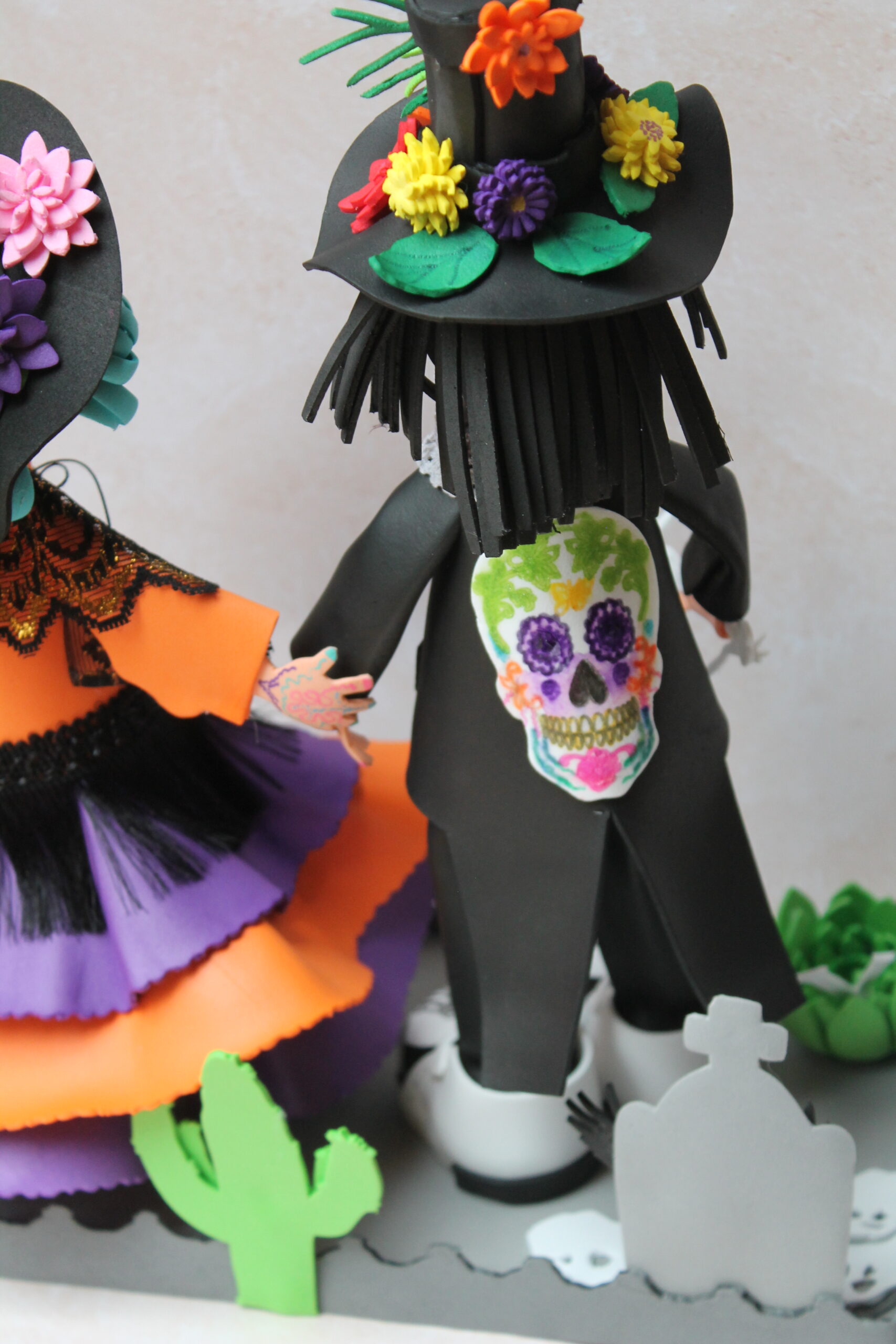 la veste du catrin représentant une calavera mexicaine ou sugar skull